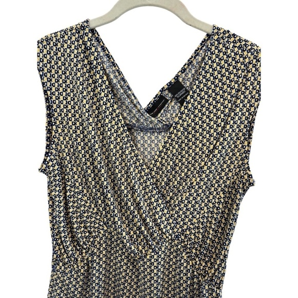 New York and Company Blue & Yellow Faux Wrap Sleeveless Stretch Knit Size Large - Picture 4 of 5